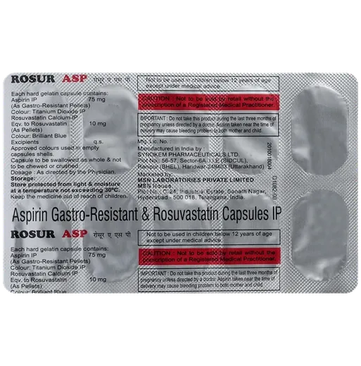 rosur asp 10/75mg capsule 10's